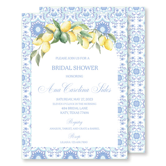 Mediterranean Chinoiserie Bridal Invitation