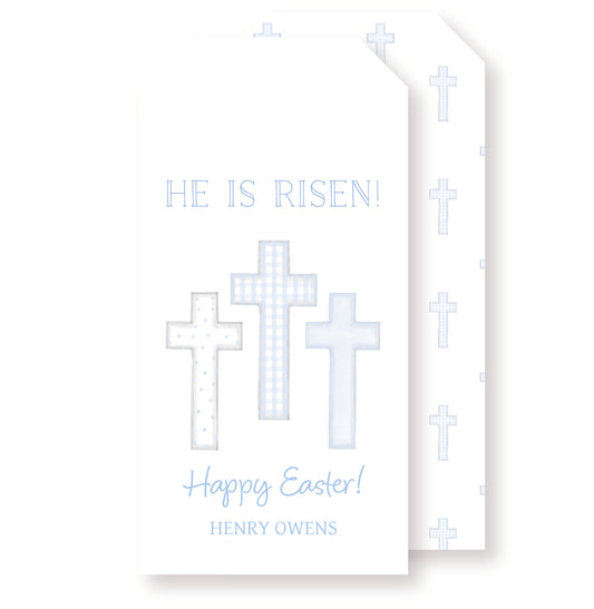 Blue He is Risen Tag