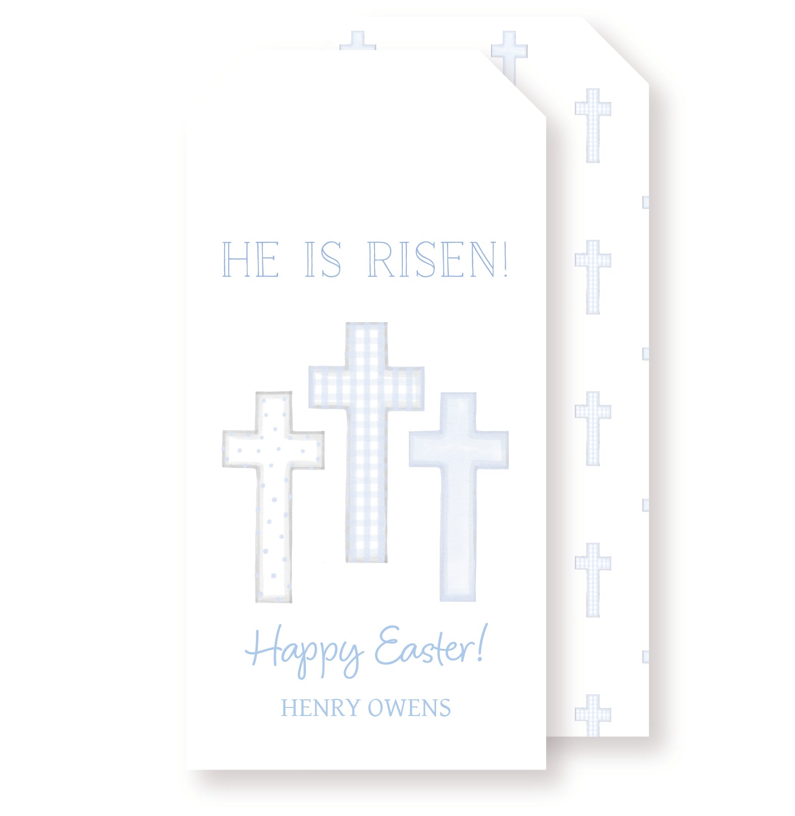 Blue He is Risen Tag