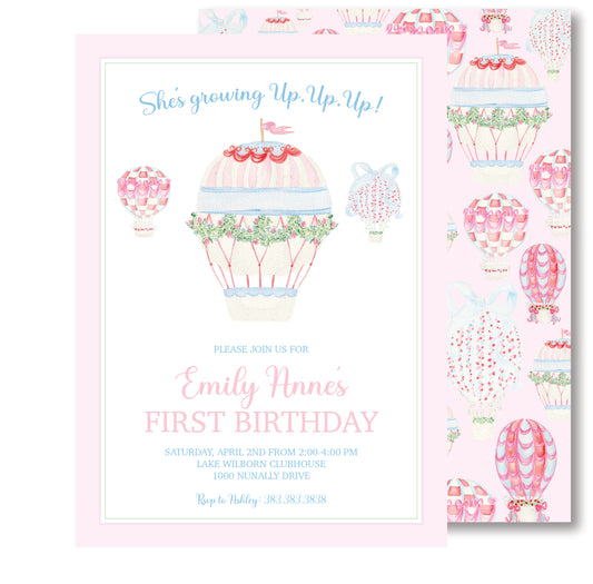 Pink Hot Air Balloon Invitation