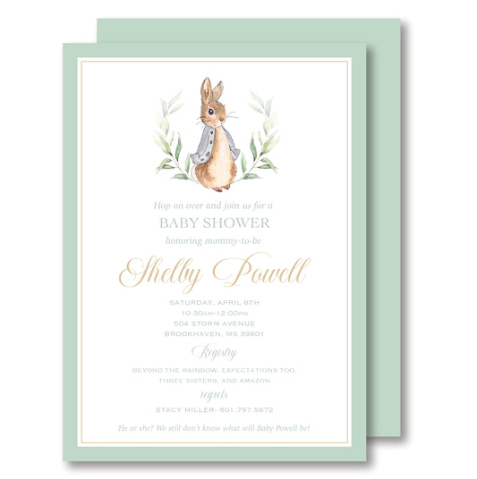 Peter Rabbit Sage Shower Invitation
