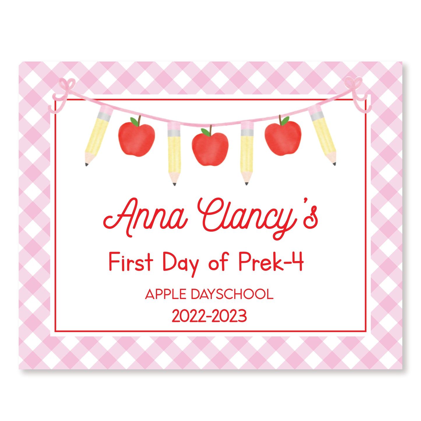 First and Last Day of School Sign- Pink