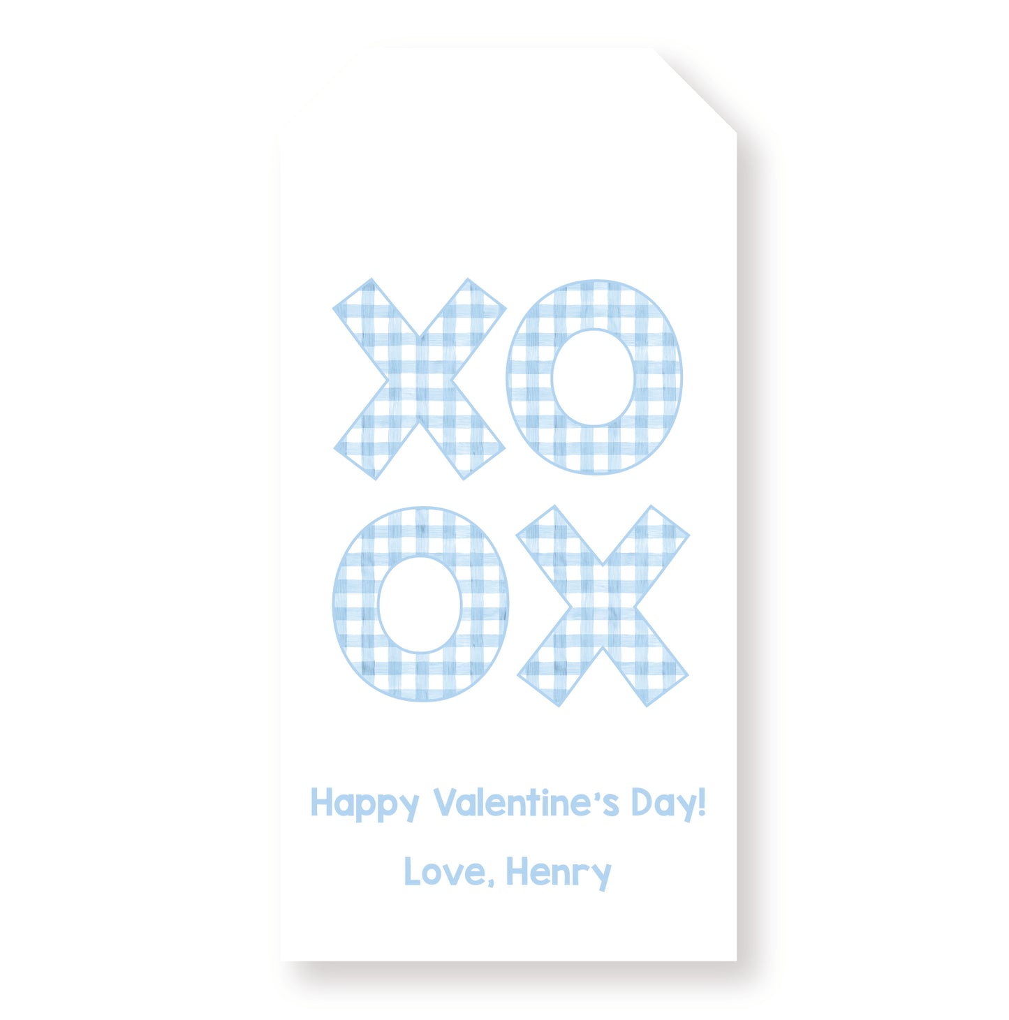Blue Gingham XOXO Valentine Tag